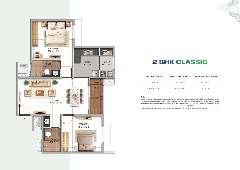 2 BHK Classic Floor Plan 1
