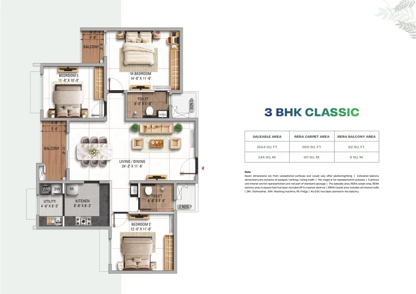 3 BHK Classic Floor Plan 1
