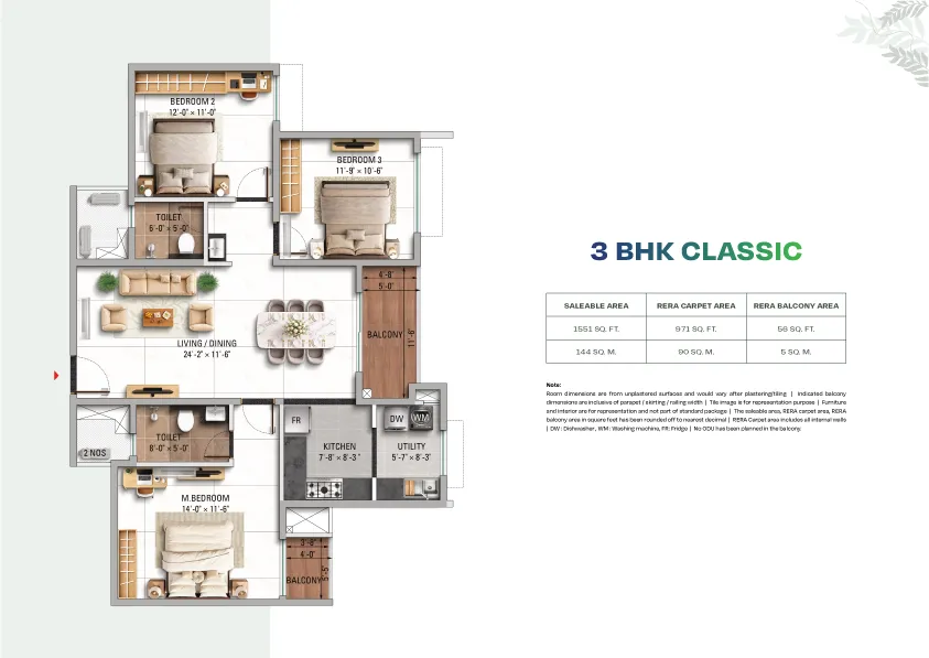 3 BHK Classic Floor Plan 2