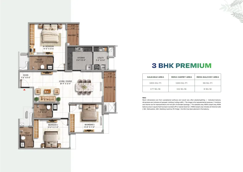 3 BHK Premium Floor Plan 2